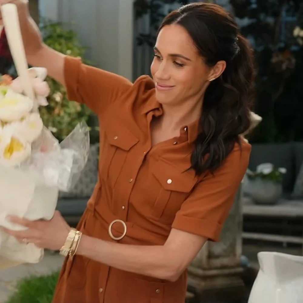 Sezane Raquel Dress in Caramel ASO Meghan Markle - Picture 11 of 11